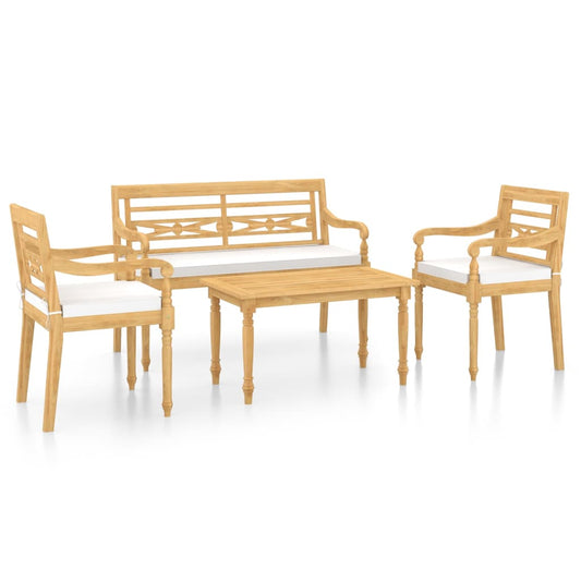 4Dílná Zahradní Sedací Souprava S Poduškami Masivní Teak