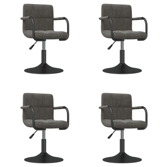 Otočné Jídelní Židle 4 Ks Tmavě Šedé Samet