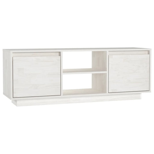 Tv Stolek Bílý 110 X 30 X 40 Cm Masivní Borové Dřevo