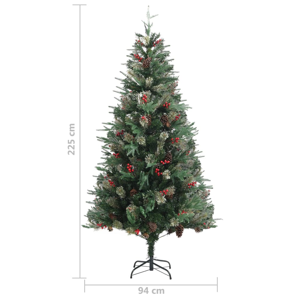Vánoční Stromek Se Šiškami Zelený 225 Cm Pvc A Pe