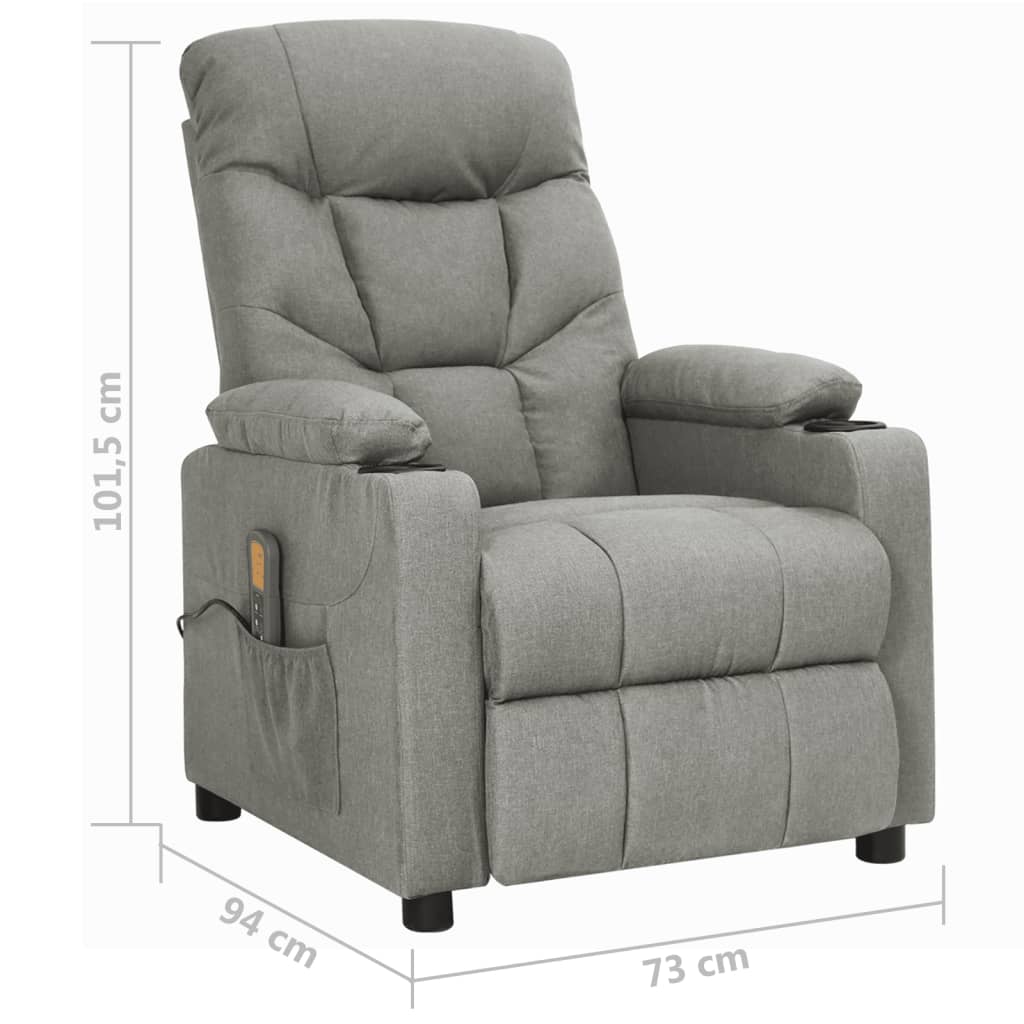 Zvedací Masážní Křeslo Světle Šedé Textil