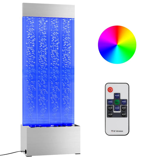 Bublinkový Panel S Rgb Led Nerezová Ocel A Akryl 110 Cm