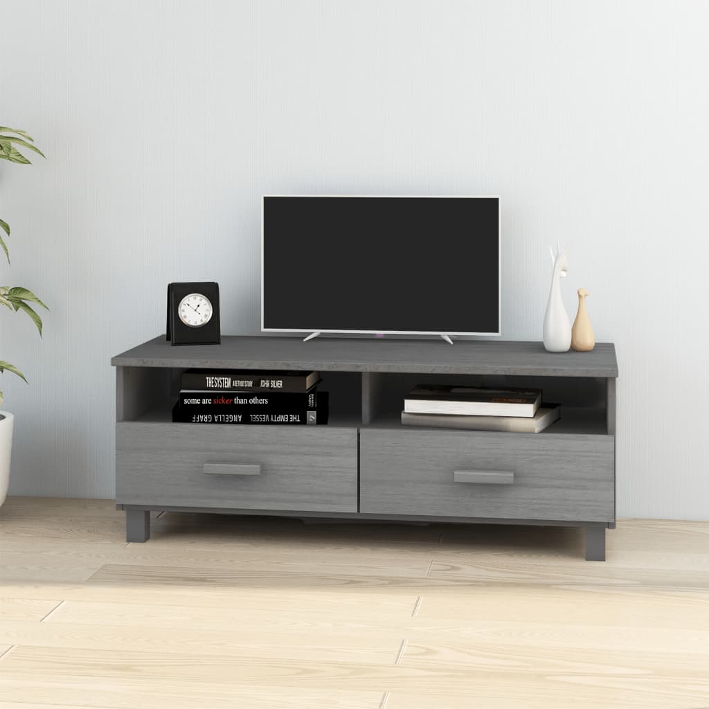 Tv Stolek Hamar Světle Šedý 106 X 40 X 40 Cm Masivní Borovice