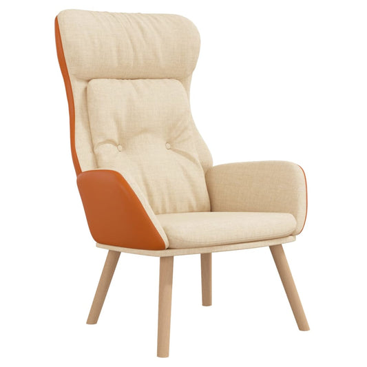 Relaxační Křeslo Krémové Textil A Pvc