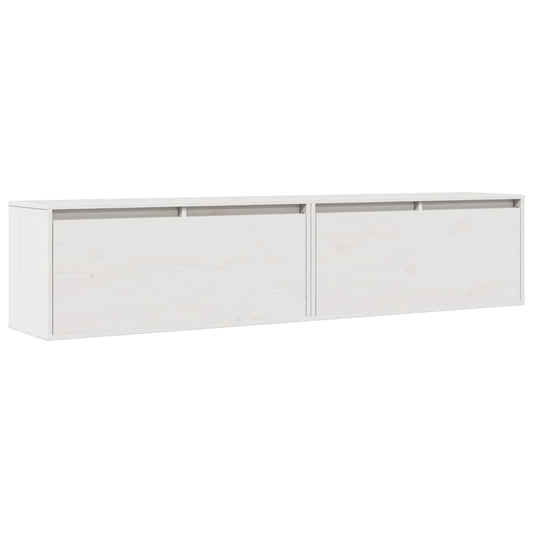 Nástěnné Skříňky 2 Ks Bílé 80 X 30 X 35 Cm Masivní Borové Dřevo