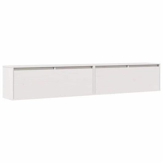 Nástěnné Skříňky 2 Ks Bílé 100X30X35 Cm Masivní Borové Dřevo
