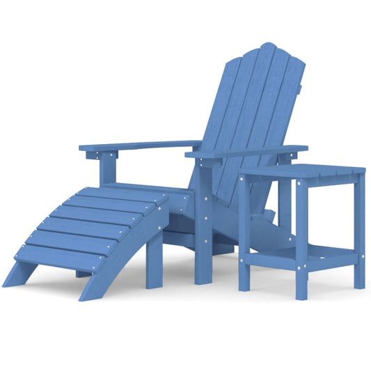 Zahradní Křeslo Adirondack + Podnožka/Stolek Hdpe Akvamarínové