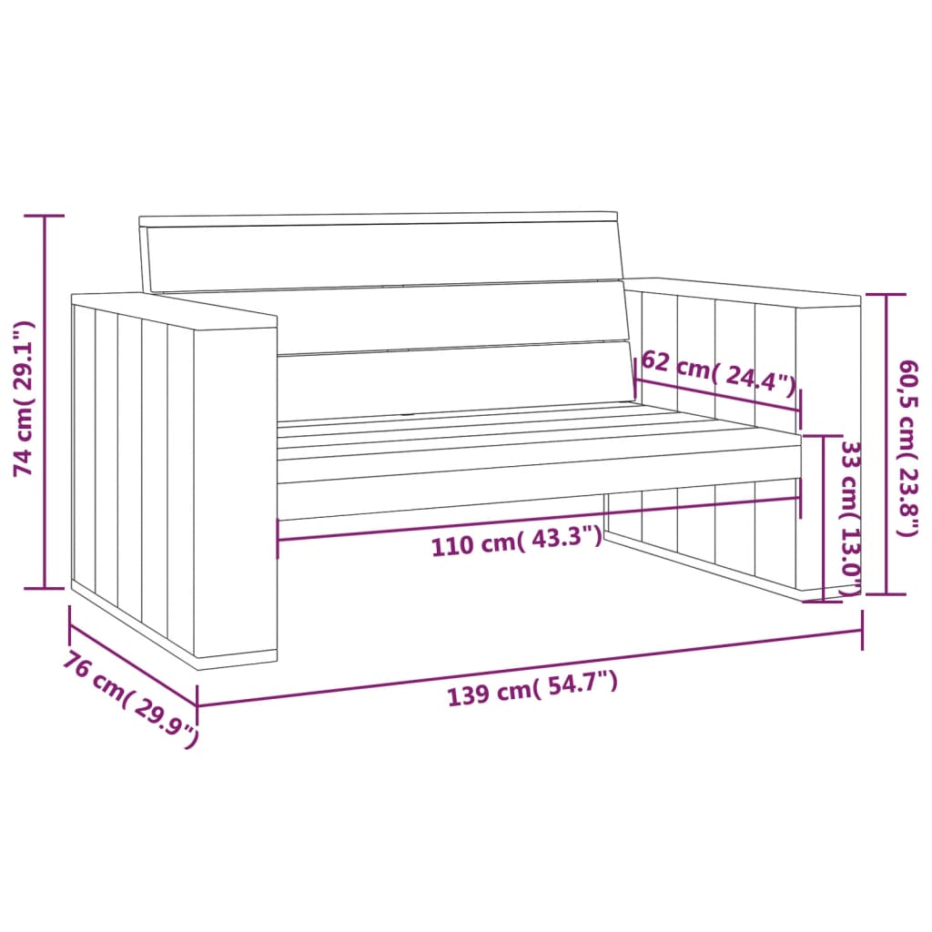 3Dílná Zahradní Sedací Souprava Impregnovaná Masivní Borovice