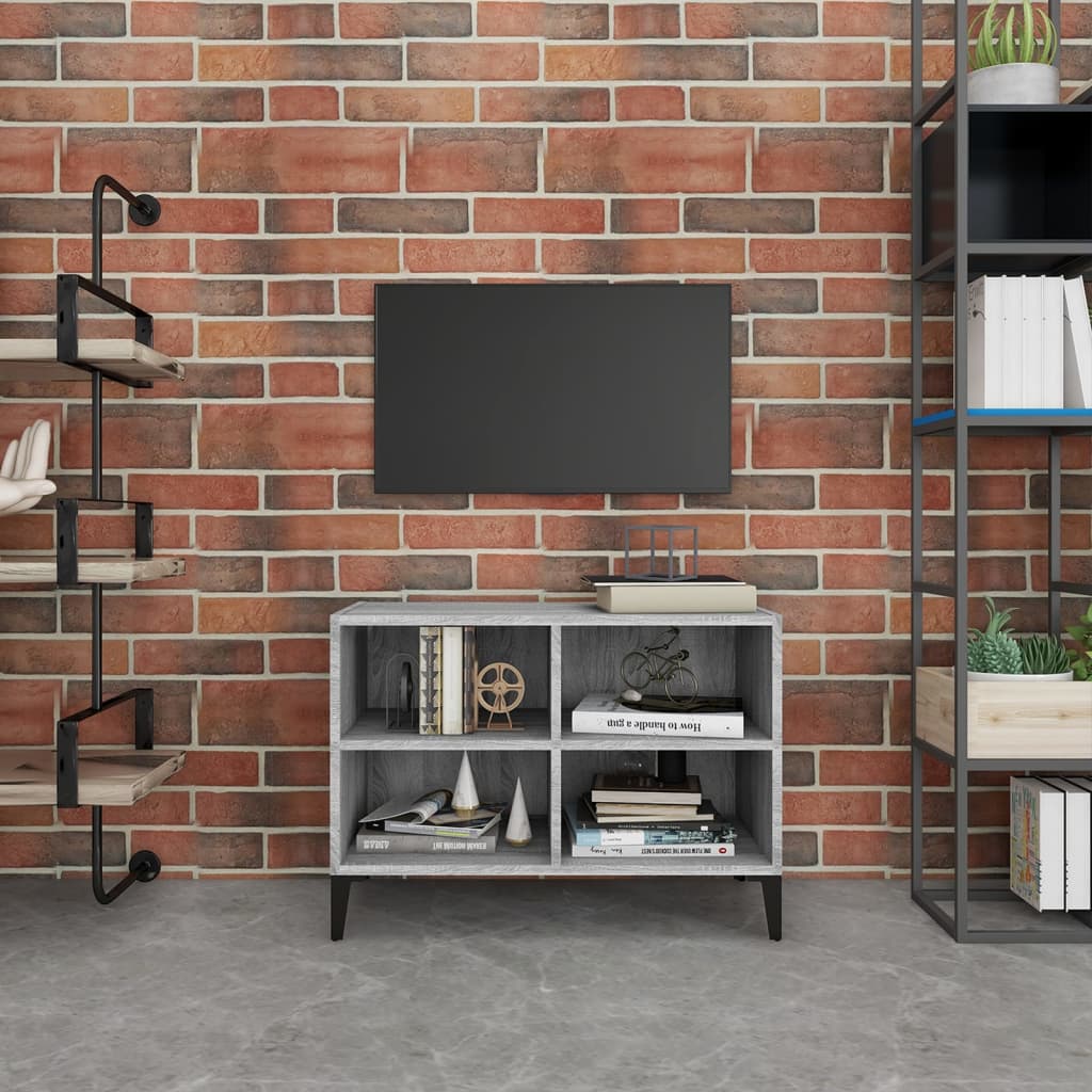 Tv Stolek S Kovovými Nohami Bílý Vysoký Lesk 69,5 X 30 X 50 Cm