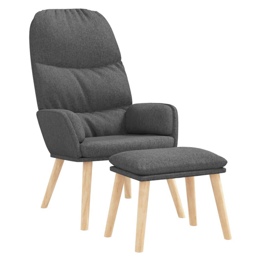 Relaxační Křeslo Se Stoličkou Světle Šedé Textil