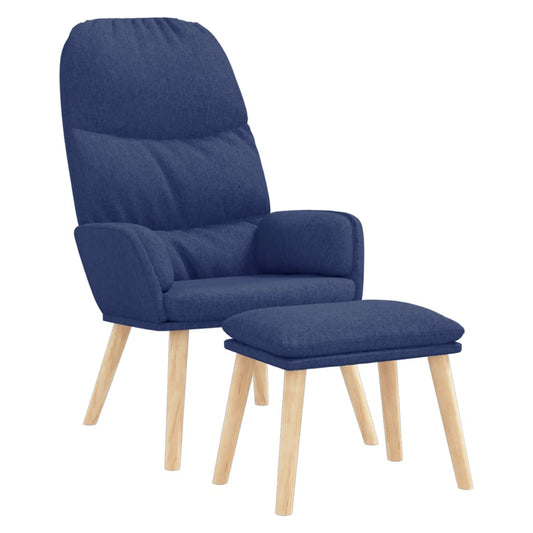 Relaxační Křeslo Se Stoličkou Modré Textil