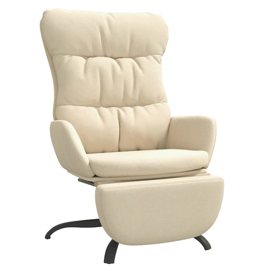 Relaxační Křeslo S Podnožkou Krémové Textil