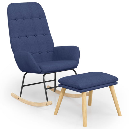 Houpací Křeslo S Podnožkou Modré Textil