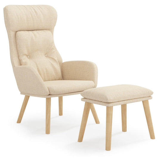 Relaxační Křeslo S Podnožkou Krémové Textil
