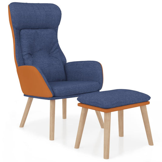 Relaxační Křeslo S Podnožkou Modré Umělá Kůže A Textil