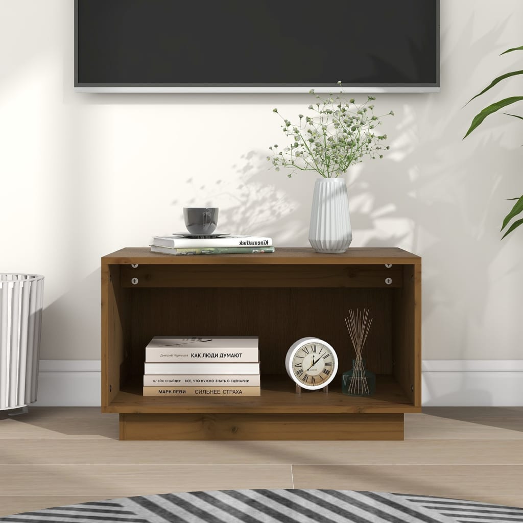 Tv Skříňka Černá 60 X 35 X 35 Cm Masivní Borové Dřevo
