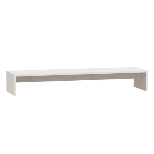 Stojan Na Monitor Bílý 100 X 27 X 15 Cm Masivní Borové Dřevo