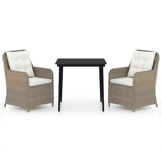 3Dílný Zahradní Jídelní Set Hnědý