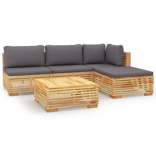 5Dílná Zahradní Sedací Souprava S Poduškami Masivní Teak