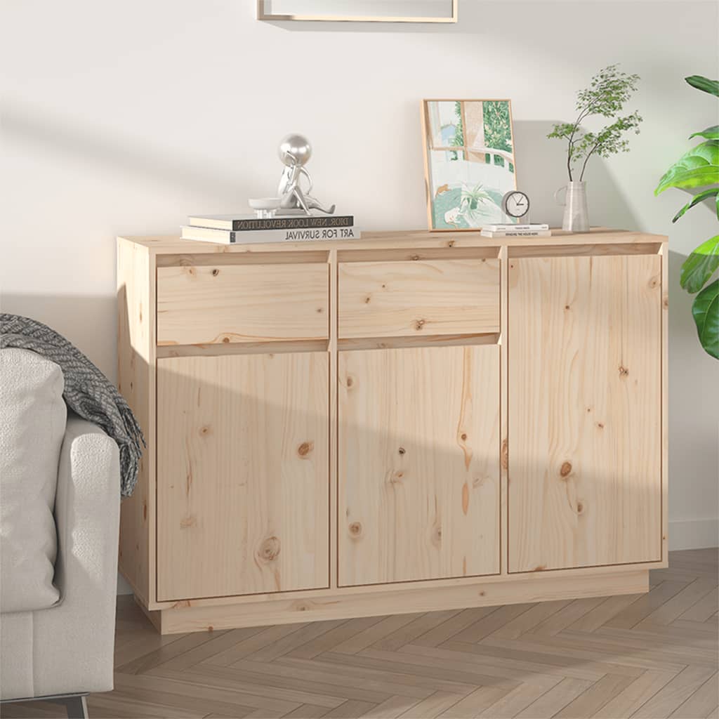 Příborník Bílý 110 X 34 X 75 Cm Masivní Borové Dřevo