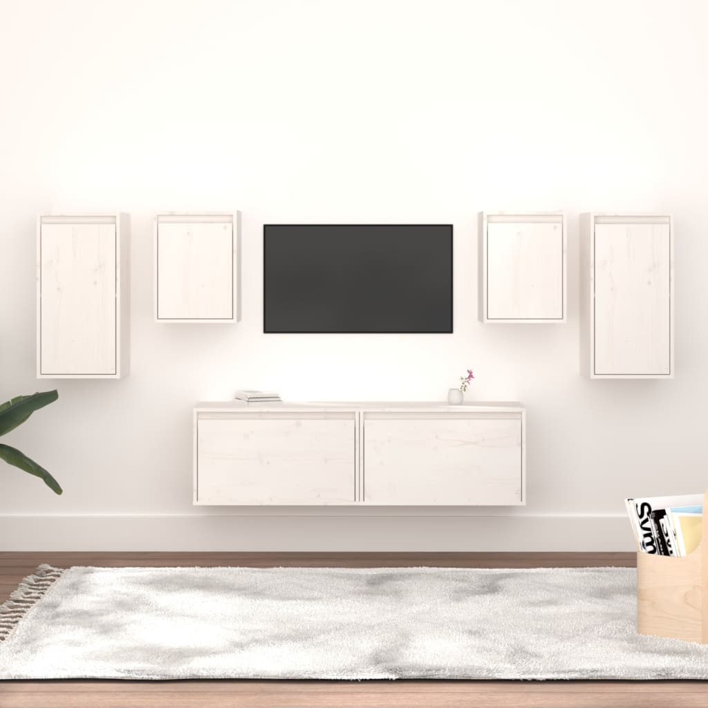 Tv Skříňky 6 Ks Černé Masivní Borové Dřevo