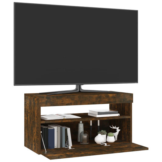 Tv Skříňka S Led Osvětlením Kouřový Dub 75 X 35 X 40 Cm