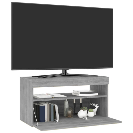 Tv Skříňka S Led Osvětlením Šedá Sonoma 75 X 35 X 40 Cm