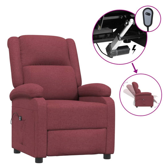 Elektrické Polohovací Křeslo Vínové Textil