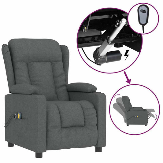 Elektrické Masážní Křeslo Tmavě Šedé Textil