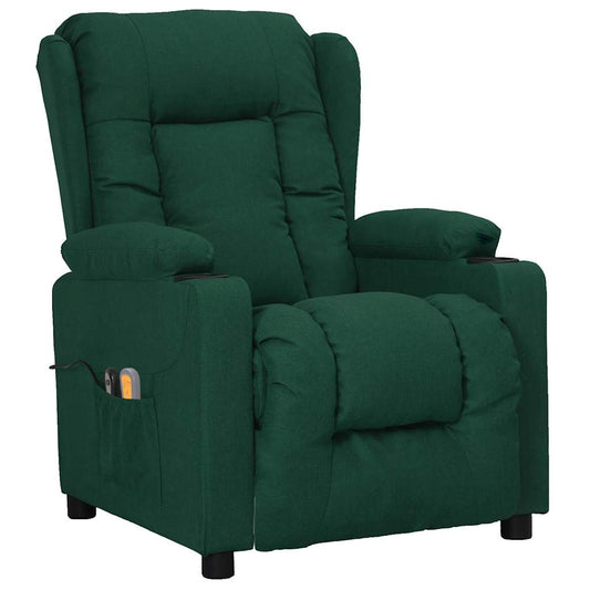 Elektrické Masážní Křeslo Tmavě Zelené Textil