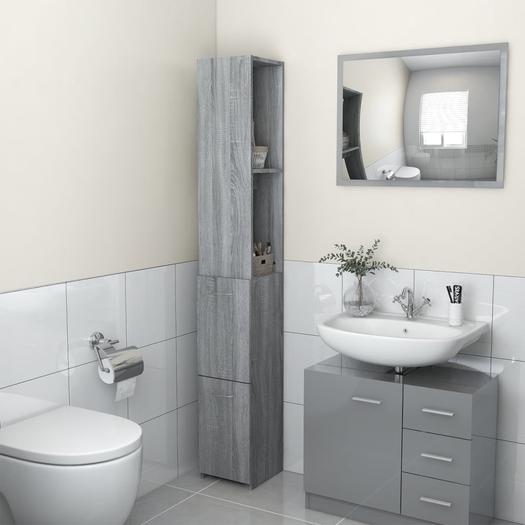 Koupelnová Skříňka Betonově Šedá 25X26,5X170Cm Kompozitní Dřevo