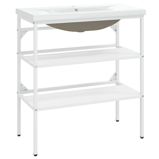 Koupelnový Rám S Vestavěným Umyvadlem Bílý Železo