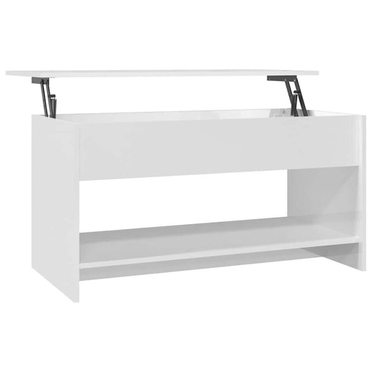 Konferenční Stolek Lesklý Bílý 102X50X52,5 Cm Kompozitní Dřevo