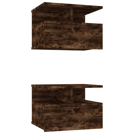 Plovoucí Noční Stolky 2 Ks Kouřový Dub 41 X 31 X 27 Cm Kompozit