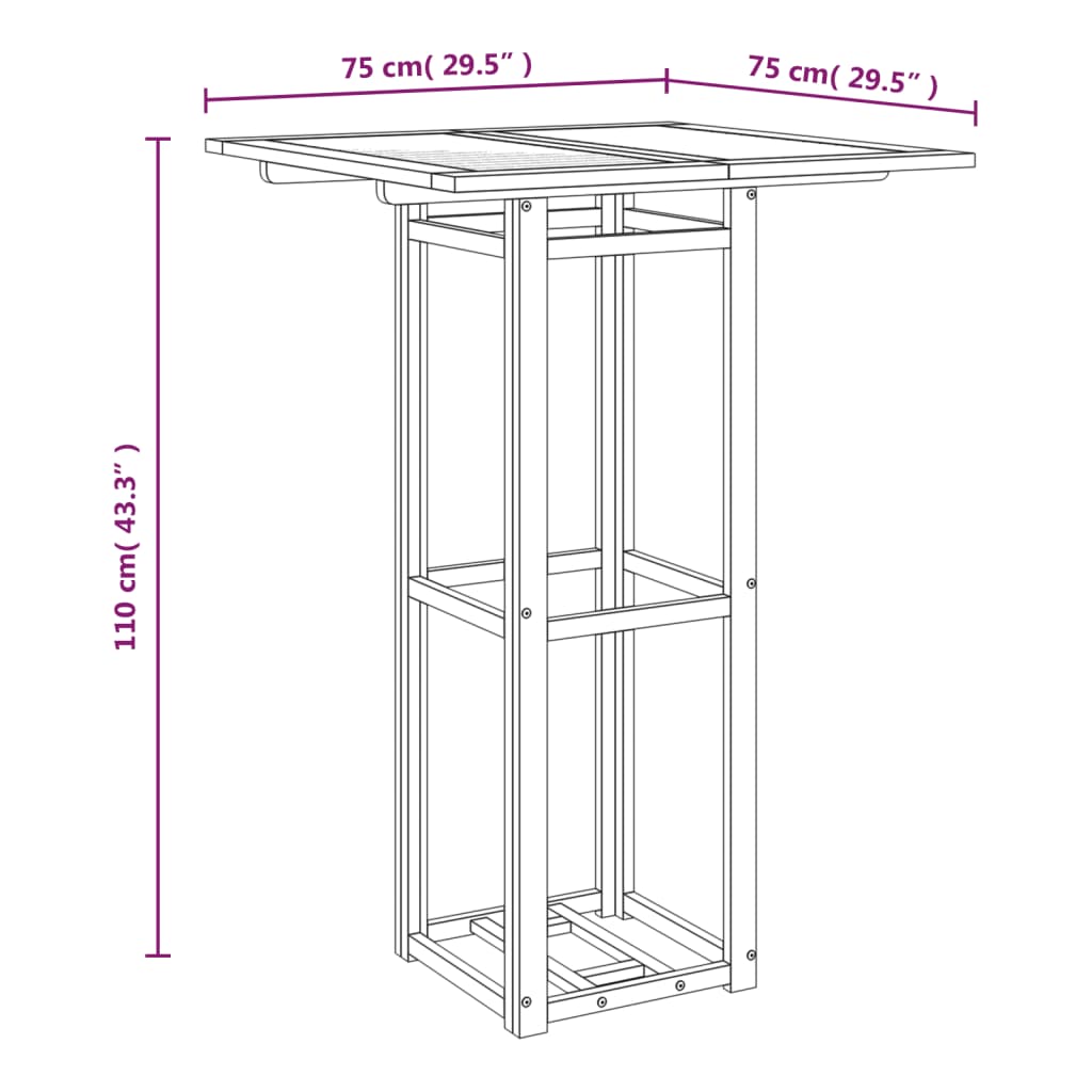 Bistro Stůl 75 X 75 X 110 Cm Masivní Akáciové Dřevo
