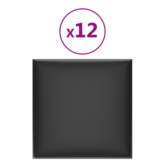 Nástěnné Panely 12 Ks Černé Umělá Kůže 1,08 M² Černá