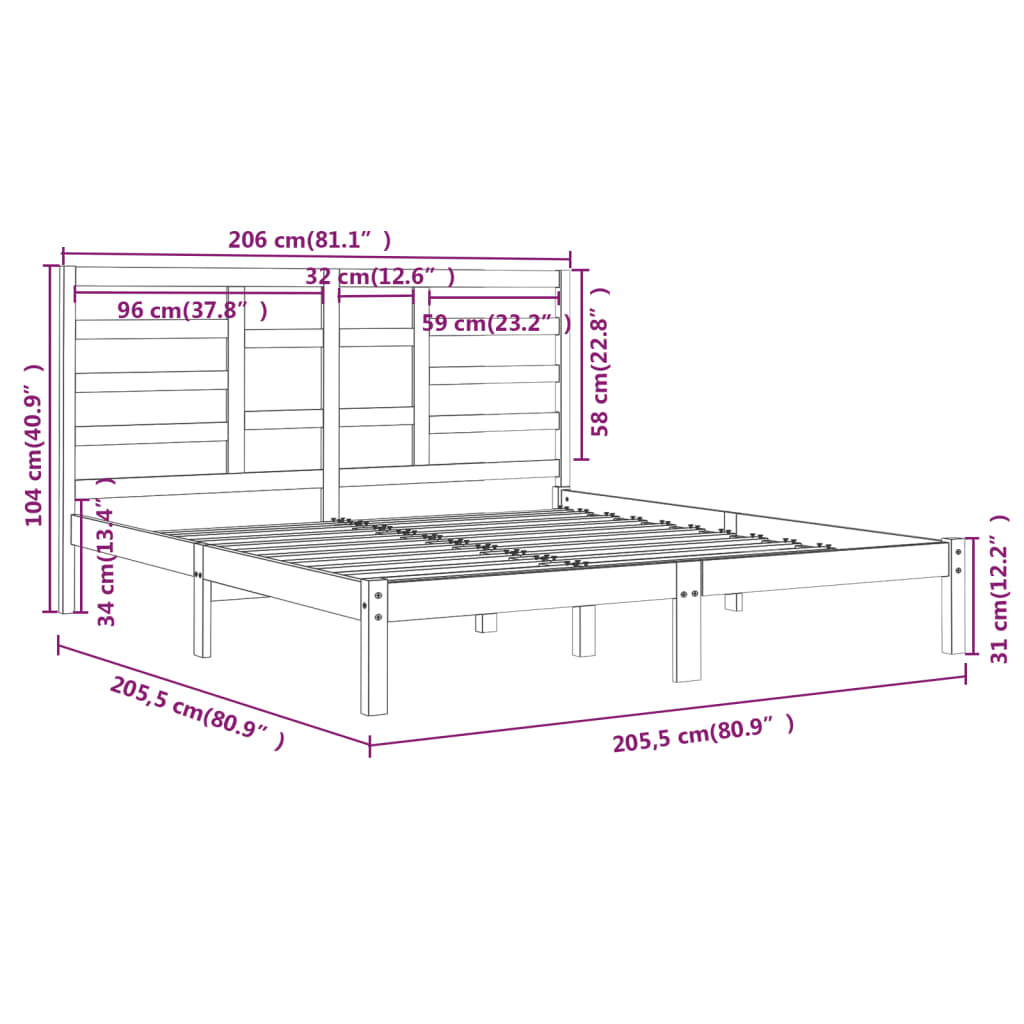 Rám Postele Medově Hnědý Masivní Dřevo 200 X 200 Cm