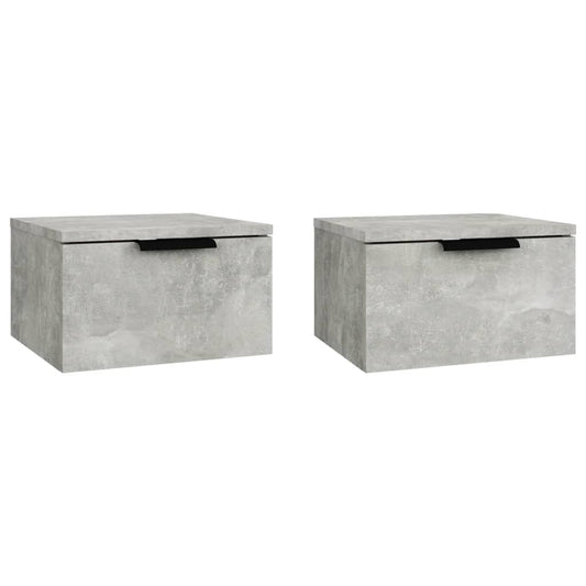 Nástěnné Noční Stolky 2 Ks Betonově Šedé 34 X 30 X 20 Cm