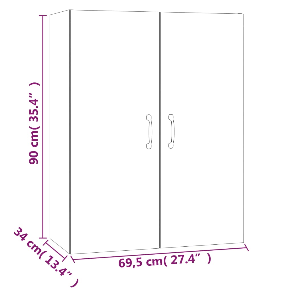 Závěsná Skříňka Kouřový Dub 69,5 X 34 X 90 Cm Kompozitní Dřevo