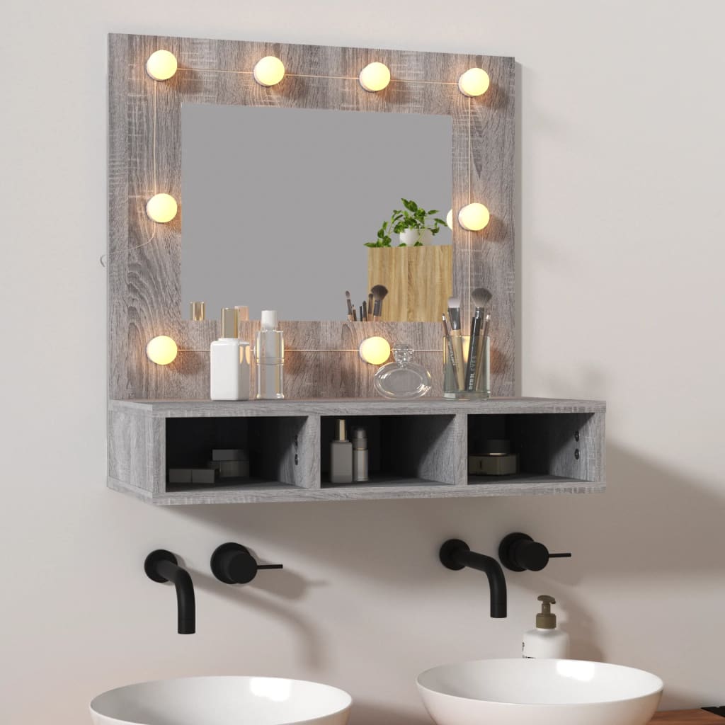 Zrcadlová Skříňka S Led Černá 60 X 31,5 X 62 Cm