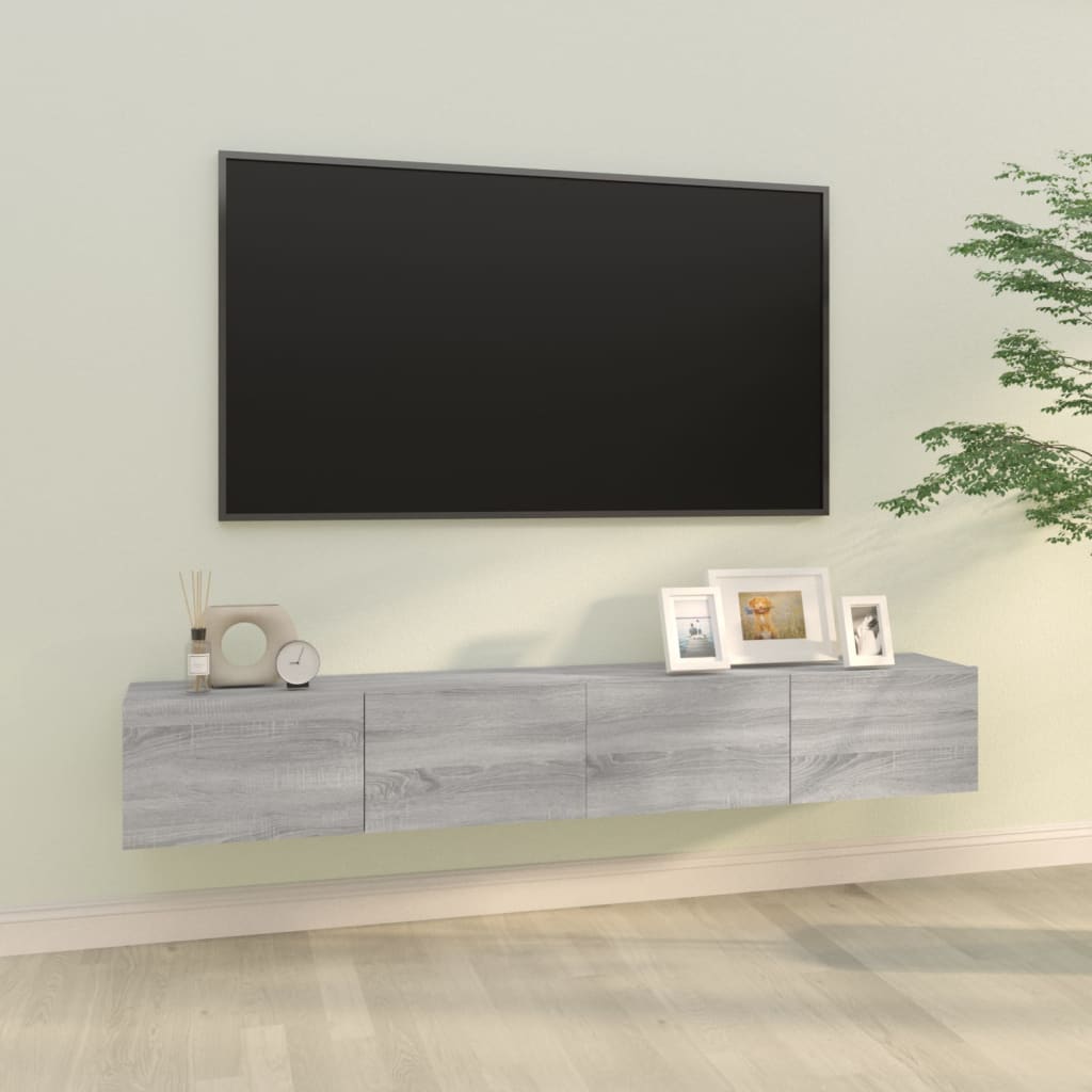 Nástěnné Tv Skříňky 2 Ks Betonově Šedé 100X30X30 Cm Kompozit