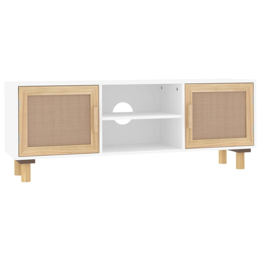 Tv Stolek 105X30X40 Cm Masivní Borovice A Přírodní Ratan