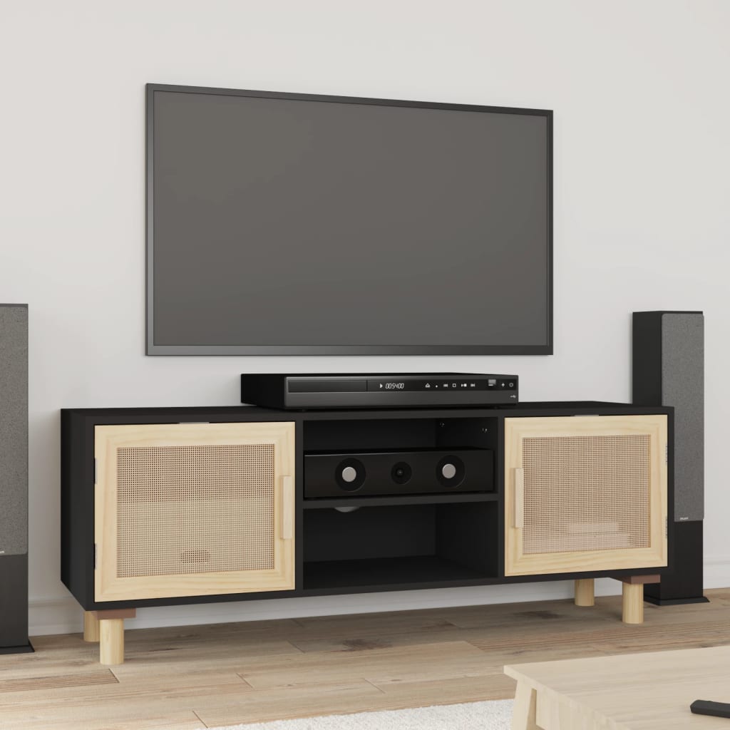 Tv Stolek 105X30X40 Cm Masivní Borovice A Přírodní Ratan