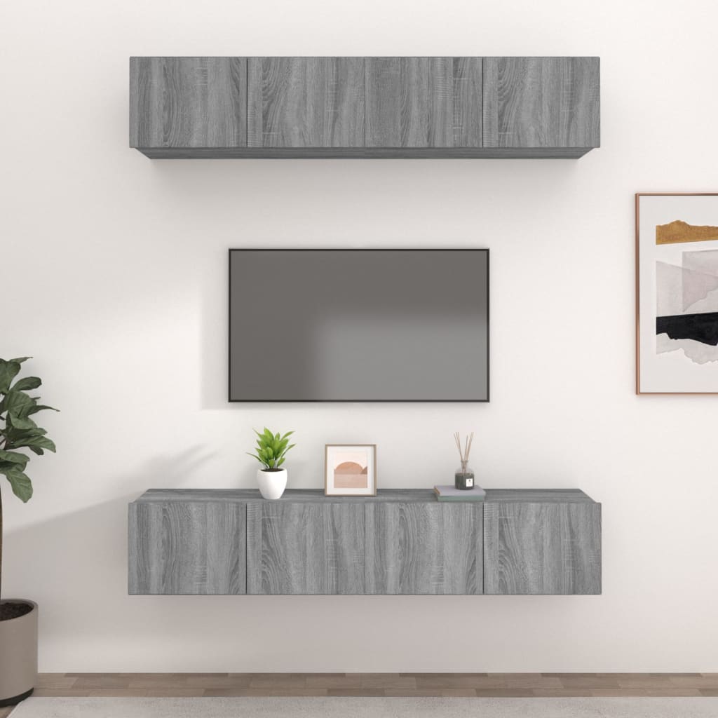 Tv Skříňky 4 Ks 80 X 30 X 30 Cm Kompozitní Dřevo