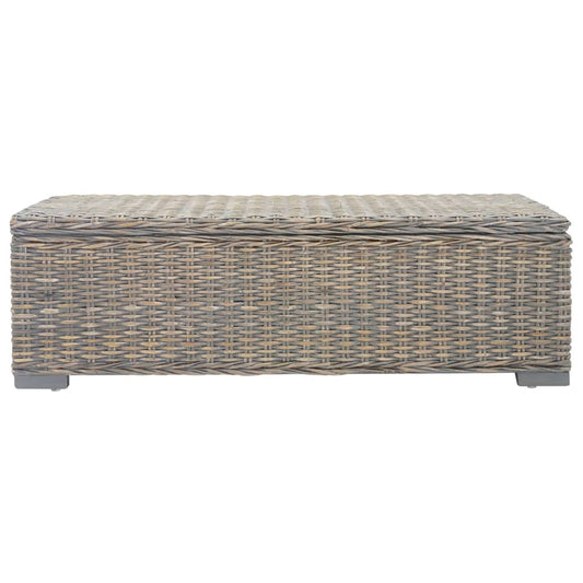 Úložný Box Šedý 110 Cm Přírodní Kubu Ratan A Masivní Mahagon