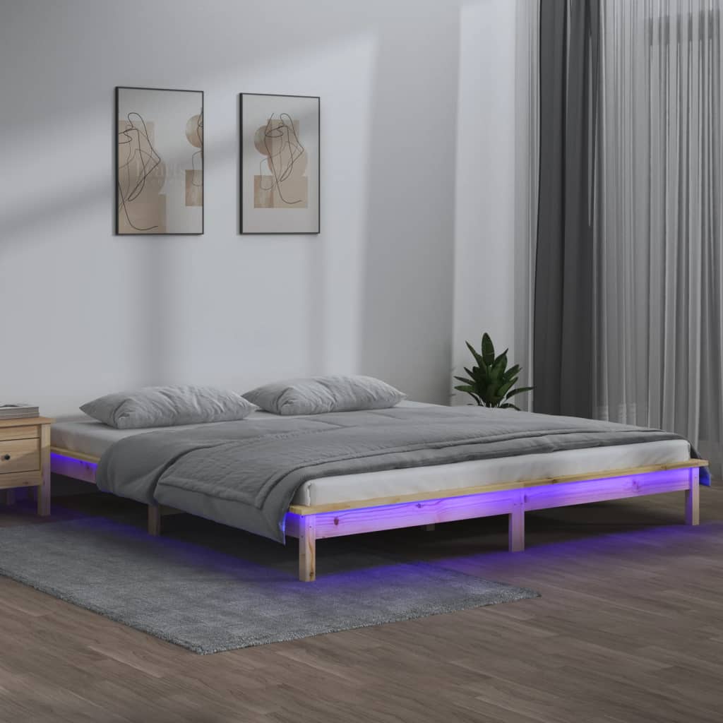 Rám Postele S Led Černý Small Single Masivní Dřevo