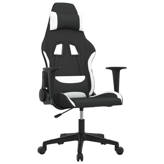Masážní Herní Židle Černá A Bílá Textil