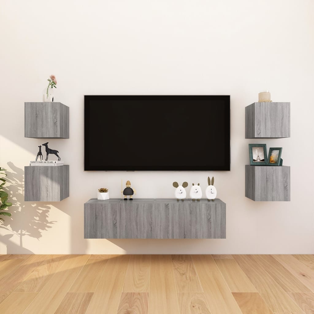 Nástěnné Tv Skříňky 8 Ks Šedé 30,5 X 30 X 30 Cm