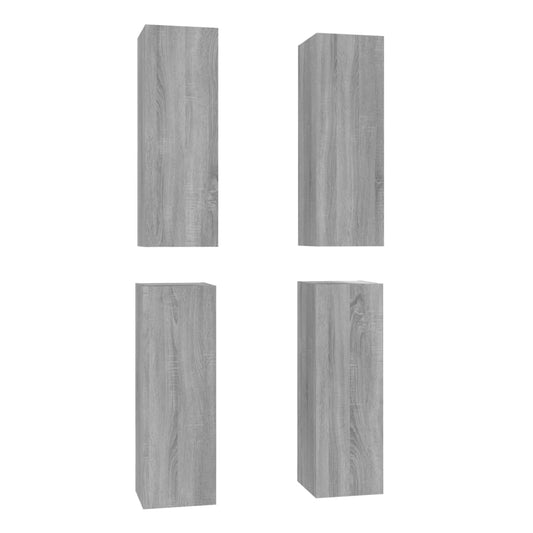 Tv Skříňky 4 Ks Šedé Sonoma 30,5 X 30 X 90 Cm Kompozitní Dřevo
