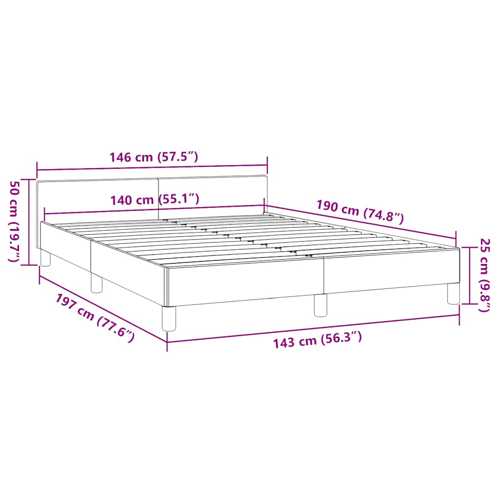 Rám Postele Bez Matrace Krémový 140 X 190 Cm Textil